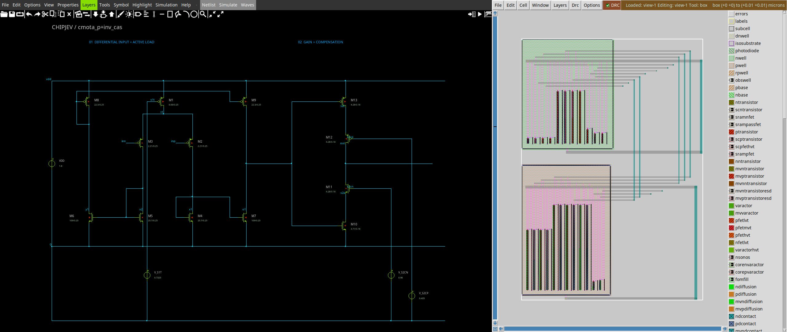 Reference capture: connected SKY130 op-amp in the native xschem editor